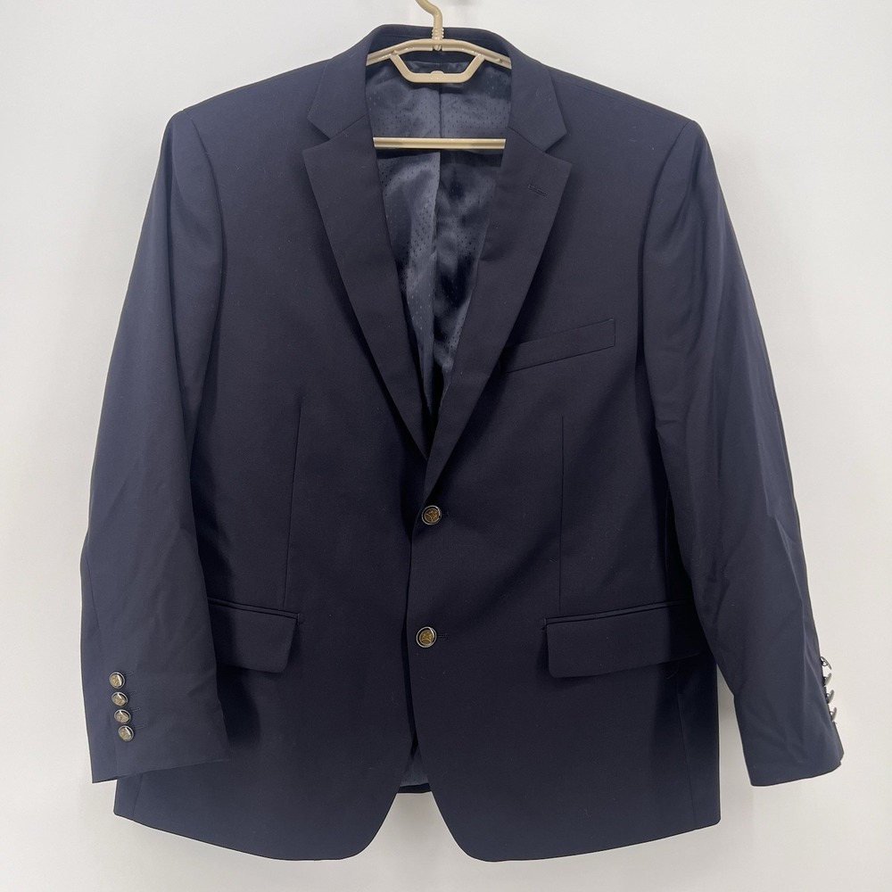 Patrick James Wool Classic Navy Coat Blazer 44S Custom Buttons Coat of Arm‎